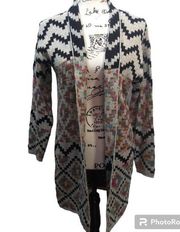Debut Southwestern Open Front Knit Cardigan Size Small
