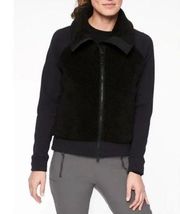 Athleta Sz L Women's Black Zip Up Collared Pockets Range Sherpa Jacket