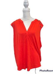Cable & Gauge Sleeveless V Neck With Button Accents Top Size 1X NWT