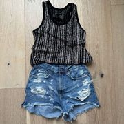 Rag N Bone Denim Cut Off Shorts Tank Top Outfit Bundle Size 26 / Size Small