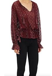 Ulla Johnson | Elke Embroidered Georgette Blouse | Bordeaux | Sz 0