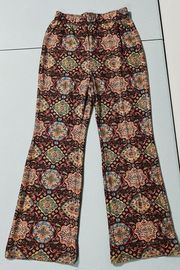 Brown Boho Bohemian Paisley Flare Pants Bottoms Trousers Size S 🤎✨