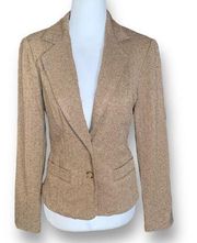 Vintage Rampage Blazer Jacket Tan Brown Tweed Structured Classic Schoolboy