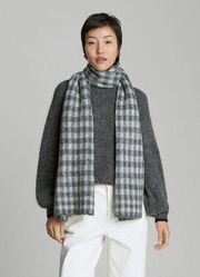 NWT Everlane Unisex The Alpaca Patterned Scarf Gray Buffalo Check One Size