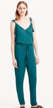 J. Crew Emerald Green Crepe Tassel Jumpsuit Size Large