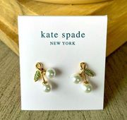 Kate Spade  pearl and rhinestone cherry earrings NEW!