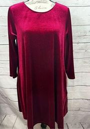 Agnes & Dora XL velvety red long sleeve dress - 2256