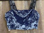 PINK - Victoria's Secret  navy blue velvet unlined crop top, S NWOT