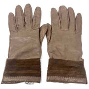 90s SAKS FIFTH AVENUE Vintage Brown Leather Knit Gloves