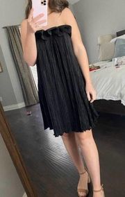 Alexis Strapless Black Ruffle Cocktail Dress XS