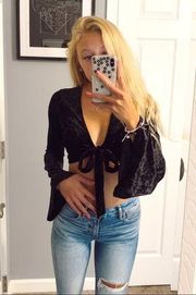 Style Rack black velvet tie top