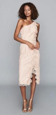 💕REISS💕 Mena One-Shoulder Crochet Lace Dress ~ Nude US 6 NWT