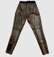 Victoria Secret chocolate brown faux vegan leather skinny pants, cropped, Sz 6