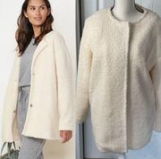 Lauren Conrad white faux shearling sherpa long line teddy coat size small