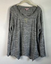 EUC Juicy Couture Embellished Triangle Grey Sweater Sz L