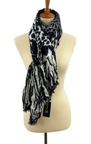 INC International Concepts Black Grey Print Scarf New