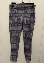 Grey Blue Tie Dye Printed Full Length Active Athleisure Leggings Size XLARGE NWT