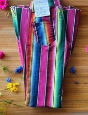 Free People Fallon Taylor Pink Serape Super Flare Stripe Bell Bottom Jeans