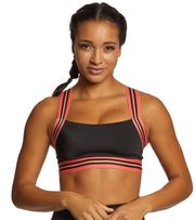 Black and Pink Striped Cross Strap Spots Bra