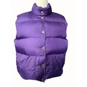 L.L.Bean Purple Sleeveless Vest Women's Size Large Goose Down Snap Up Puffer