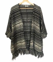 Boutique Lime 'N Chili Black & Tan Oversized Knit Cardigan Sweater S