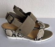 Jessica Cline wedge animal print open toe sandals size 9