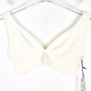 NWT WeWoreWhat V-Neck Bra Top Seamless Circular Knit Off White Size XS NEW