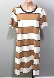 Polagram Tan Stripe T-shirt Dress Modest Large