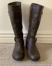 Comfy Moda Brown Leather Tall Sherpa Lined Boots