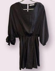 Black Long Sleeve Blouson Dress - Size Medium