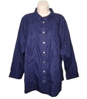 Denim & Company Button Down Long Sleeve Blue Top Women's Size 2X