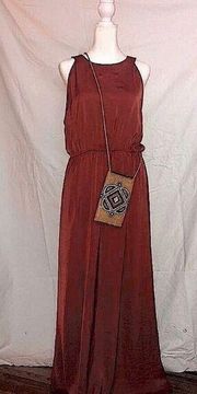 Rachel,Zoe, Boho burnt orange size 12 maxi dress with keyhole cut out