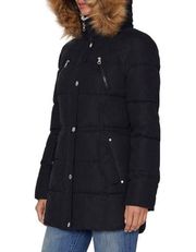 𝅺NWT Women's Faux-Fur-Trim Hooded Puffer Coat