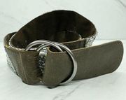 Old Navy Wide Sequin D Ring Belt with Genuine Leather Trim Size Small S