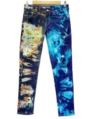 Levi’s  711 Skinny Tie Dye Low Rise Jeans Aqua Blue Yellow Women’s Size 27 | 4