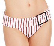 NWT WeWoreWhat Annie Bottom Neutral Stripe Print Lightweight Beach Swimsuit