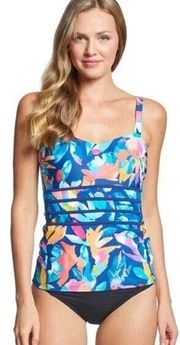 Profile by Gottex Bahama Breeze Floral Underwire Tankini Swim Top Size 36D NWT