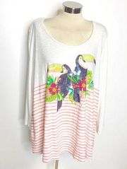 NWT Crown & Ivy Toucan Tropic Isle sequin top