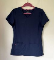 Heart Soul Navy blue scrub top ~ pockets stretch ~ women’s size small