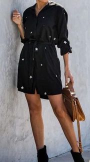 Stardom Pocketed Button Down Shirt Dress