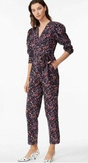 REBECCA TAYLOR La Vie Navy Blue Pink Floral TOILE FLEUR Corduroy Pant Jumpsuit