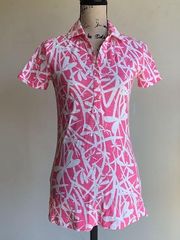 Lilly Pulitzer Hottie Pink Light My Fire Polo Top Sz XS