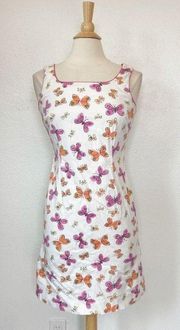 Vintage Women's 8  White Sleeveless Butterfly Sheath Dress