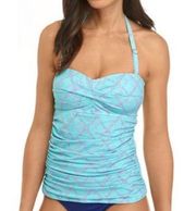 Crown & Ivy Turquoise Rorogo Twist Molded Bandeaukini Swim Top NWT Size Small
