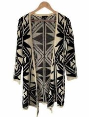 Umgee Junior Open Cardigan Aztec Print Black Tan Small