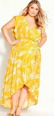 City Chic Womens Sunshine Floral Dress Maxi High Low Plus Size 14 New NWT.