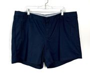 JC Penney Women’s Plus Size Navy Blue Chino Shorts 20W Business Casual Mid Rise