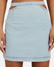 Weworewhat Mini Skirt Cut Out Side Belts Unlined Denim Super Light Wash XS NWT