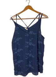 Maurices Navy Blue Floral Eyelet Strappy Sleeveless Tank Top