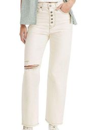 Levi's Snap Ribcage Straight Ankle Jeans Exposed Button Fly White Size 31 x 27